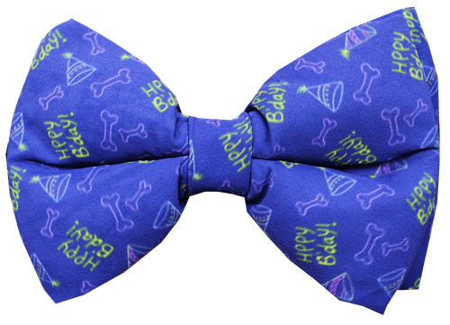 Dog Bowtie (Purple) - Happy Birthday  (Adjustable)