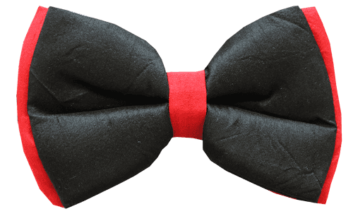 Dog Bow tie (Adjustable) - Black & Red Double Layered Silk