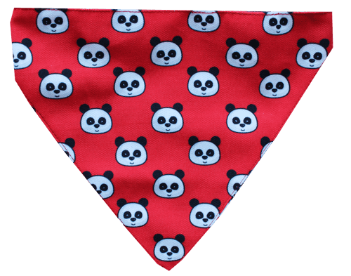 Adjustable Dog Bandana - Panda Love (Red)
