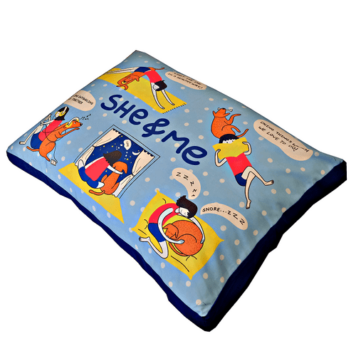 Dog Bed Cover in High-Quality Cotton Canvas Cover (She & Me) - Large