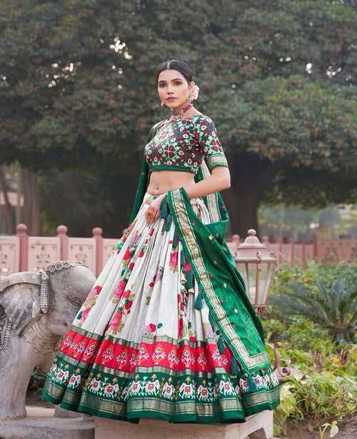 Tussar Silk Floral Patola Printed Lehnga Choli