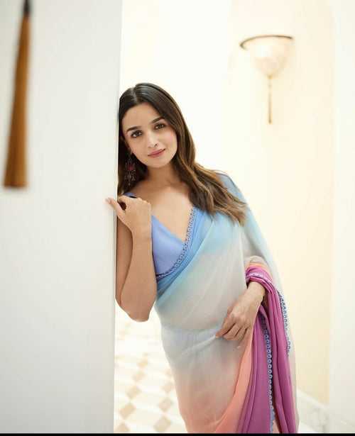 Georgette Pastel Ombre Shades Saree
