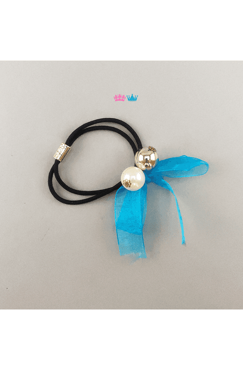 Blue Ribbon with Pearls Band