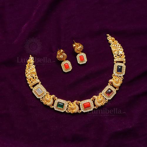 Navrathana Color Bridal Necklace Set