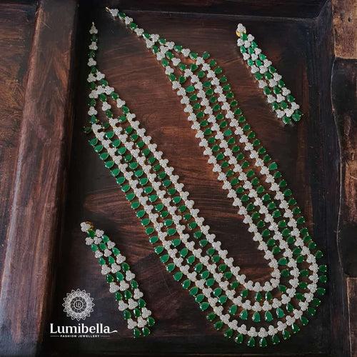 Three Layer Green Diamond Neckset