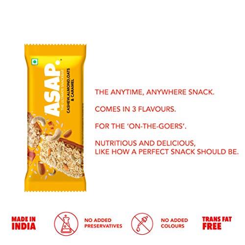 ASAP Healthy Protein Energy Bars with Cashew, Almond, Caramel & Oats | High Fiber | 12 Bars | Pack of 1|420 gms