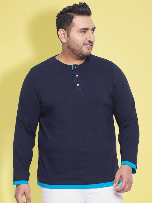 Men Plus Size Arnet Solid Henley Tshirt