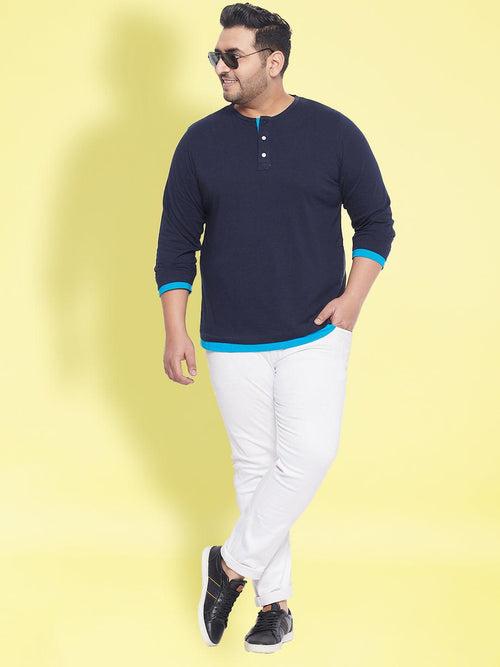 Men Plus Size Arnet Solid Henley Tshirt