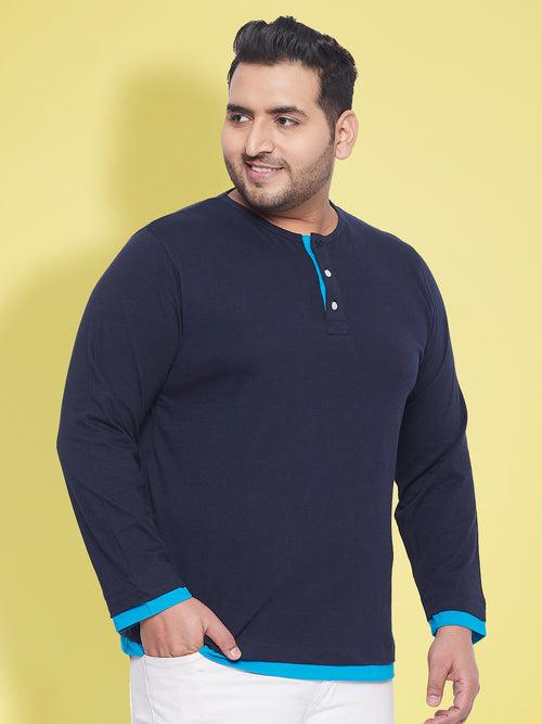 Men Plus Size Arnet Solid Henley Tshirt