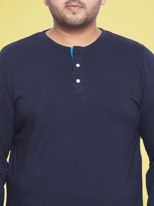 Men Plus Size Arnet Solid Henley Tshirt