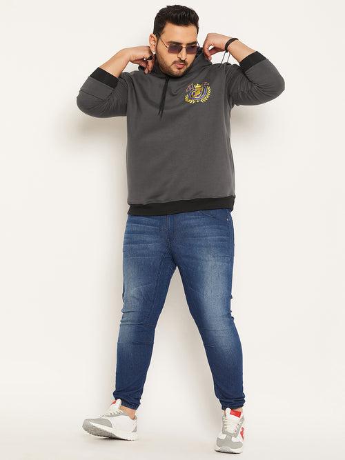 Men Plus Size Attach Solid Sweatshirt