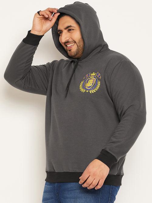 Men Plus Size Attach Solid Sweatshirt