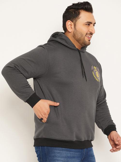 Men Plus Size Attach Solid Sweatshirt