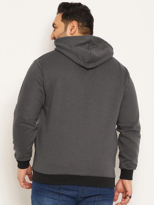 Men Plus Size Attach Solid Sweatshirt