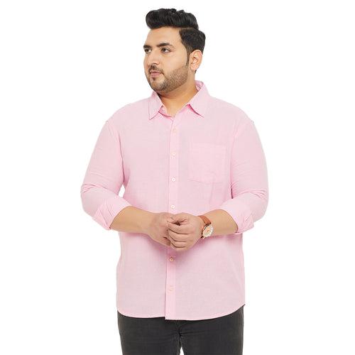 Men Plus Size Base-Pink Solid Shirt