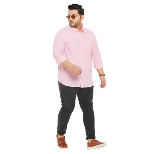 Men Plus Size Base-Pink Solid Shirt