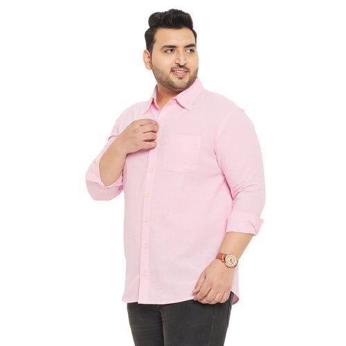 Men Plus Size Base-Pink Solid Shirt