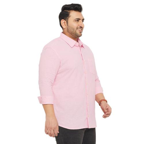 Men Plus Size Base-Pink Solid Shirt