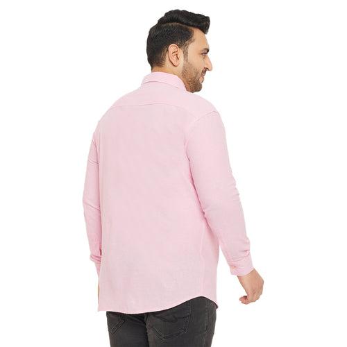 Men Plus Size Base-Pink Solid Shirt