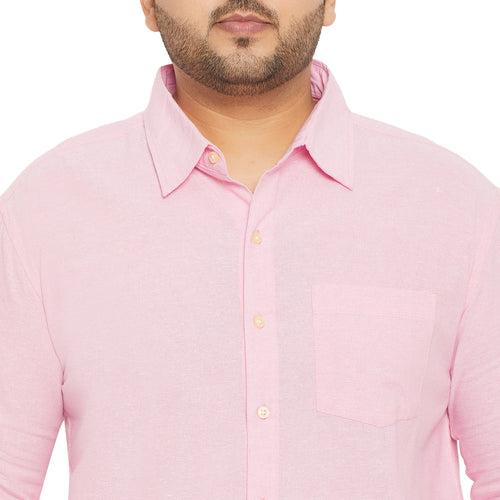 Men Plus Size Base-Pink Solid Shirt