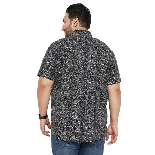 Men Plus Size Breezy-Black Printed Shirt