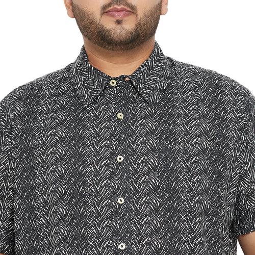 Men Plus Size Breezy-Black Printed Shirt