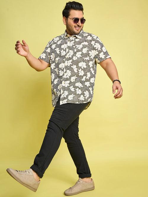 Men Plus Size Count Floral Printed Multi Color Shirt