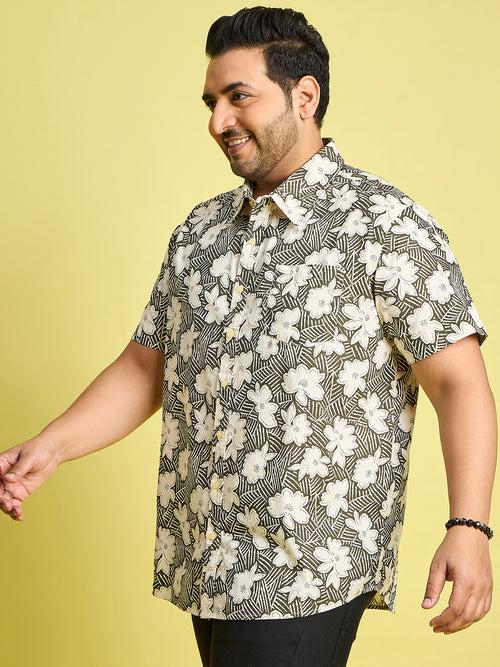 Men Plus Size Count Floral Printed Multi Color Shirt