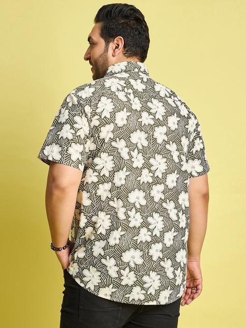 Men Plus Size Count Floral Printed Multi Color Shirt