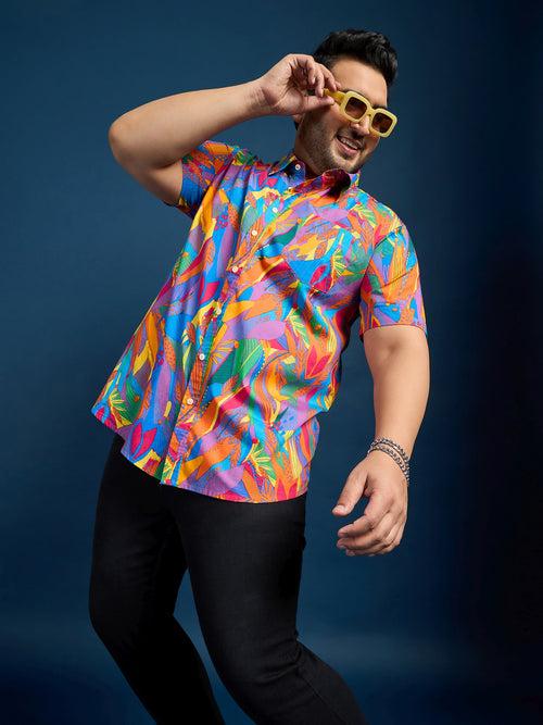 Men Plus Size Dios Self-Design Printed Multi Color Shirt