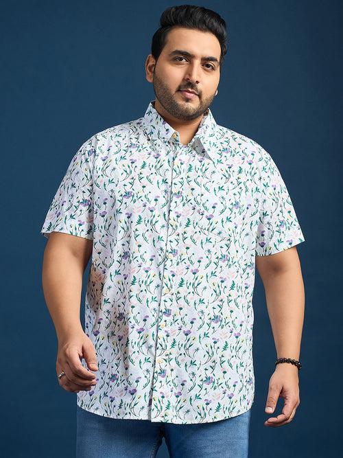 Men Plus Size Elkeen Floral Print /Multi Colors Shirt