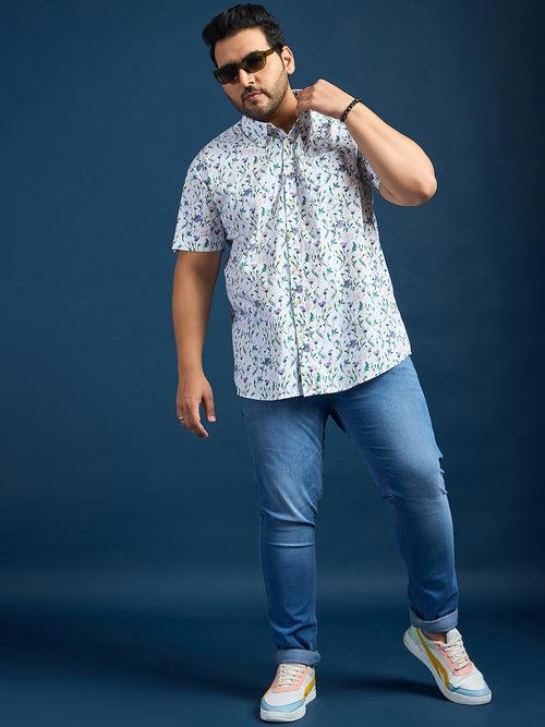 Men Plus Size Elkeen Floral Print /Multi Colors Shirt