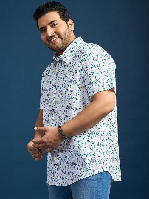 Men Plus Size Elkeen Floral Print /Multi Colors Shirt