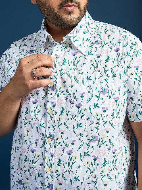 Men Plus Size Elkeen Floral Print /Multi Colors Shirt