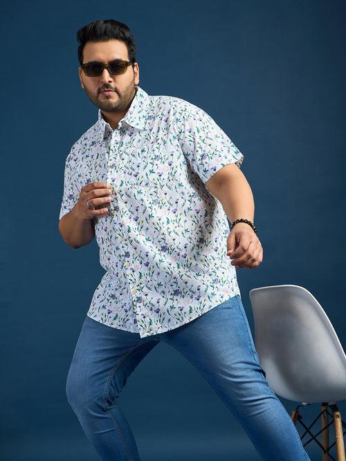 Men Plus Size Elkeen Floral Print /Multi Colors Shirt