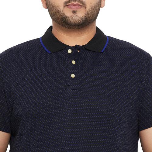 Men Plus Size Joy-Blue Textured Polo Tshirt