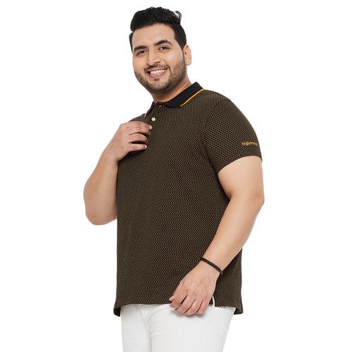 Men Plus Size Joy-Yellow Textured Polo Tshirt