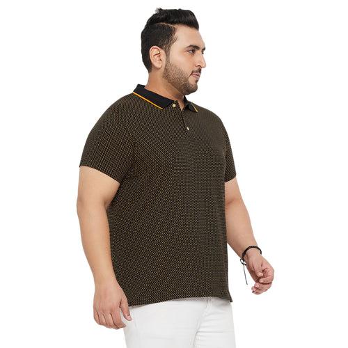 Men Plus Size Joy-Yellow Textured Polo Tshirt