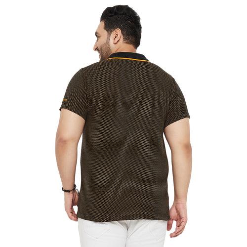 Men Plus Size Joy-Yellow Textured Polo Tshirt