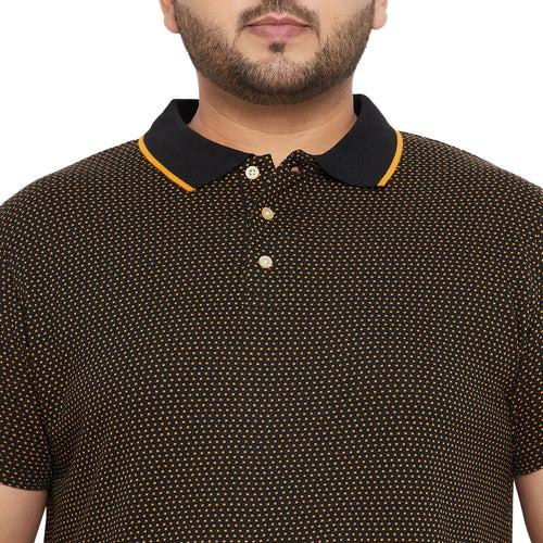 Men Plus Size Joy-Yellow Textured Polo Tshirt