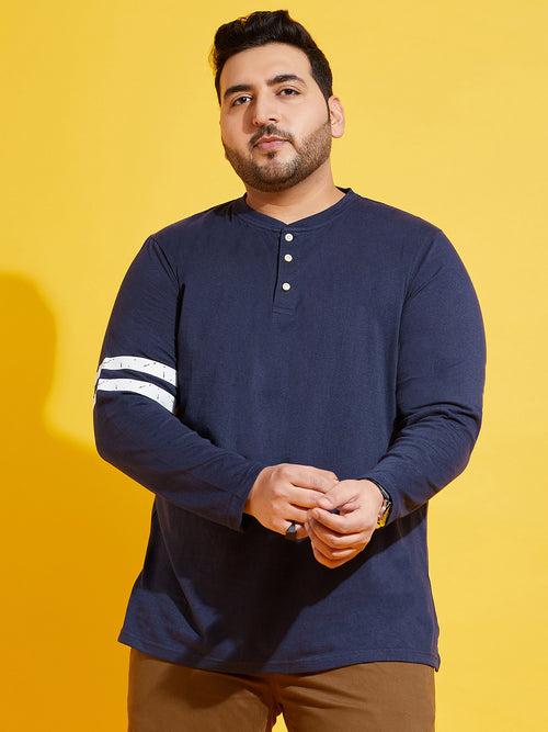 Men Plus Size Kate-10 Solid Henley Tshirt