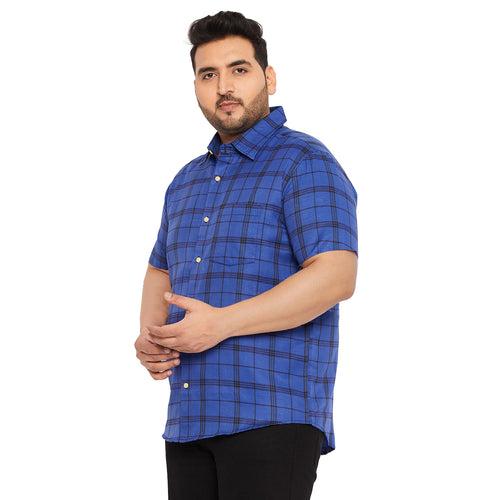 Men Plus Size Neutral Check Shirt