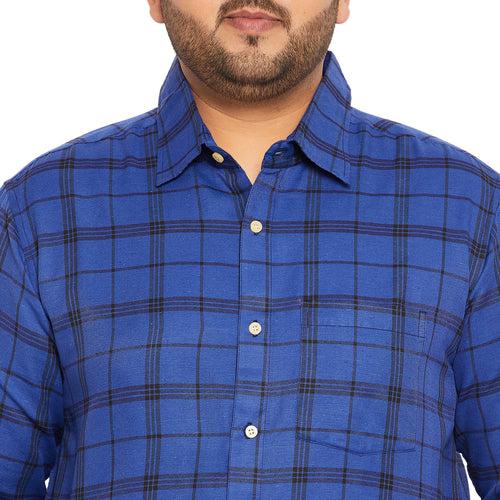 Men Plus Size Neutral Check Shirt