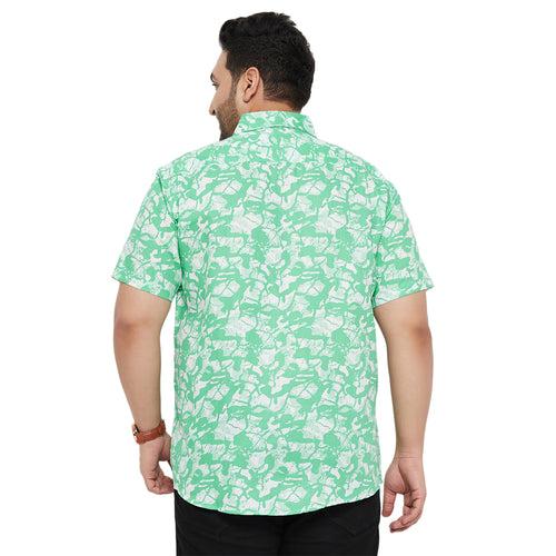 Men Plus Size Rodium-Green Printed Shirt