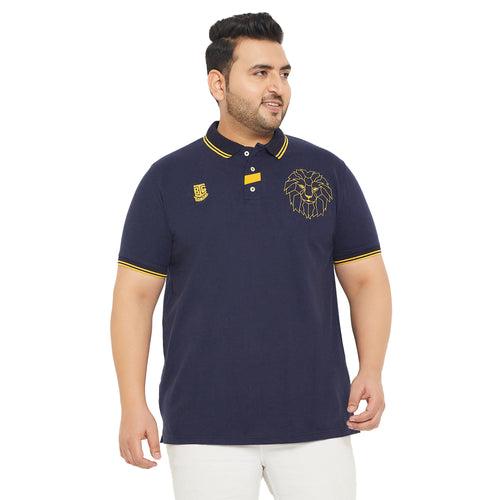 Men Plus Size Thom-Navy Solid Polo Tshirt