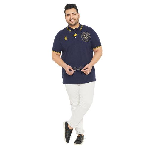 Men Plus Size Thom-Navy Solid Polo Tshirt