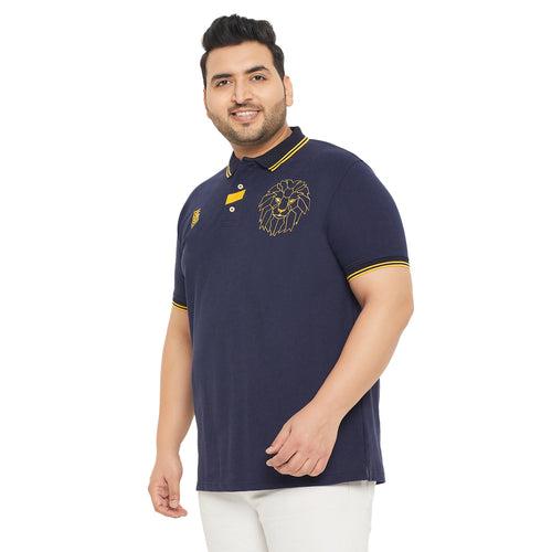 Men Plus Size Thom-Navy Solid Polo Tshirt