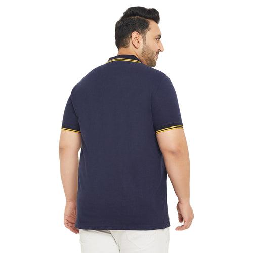 Men Plus Size Thom-Navy Solid Polo Tshirt