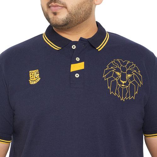 Men Plus Size Thom-Navy Solid Polo Tshirt