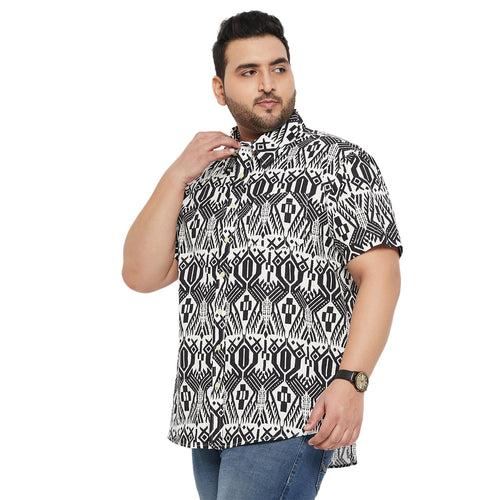 Men Plus Size Tribal Printed Shirt